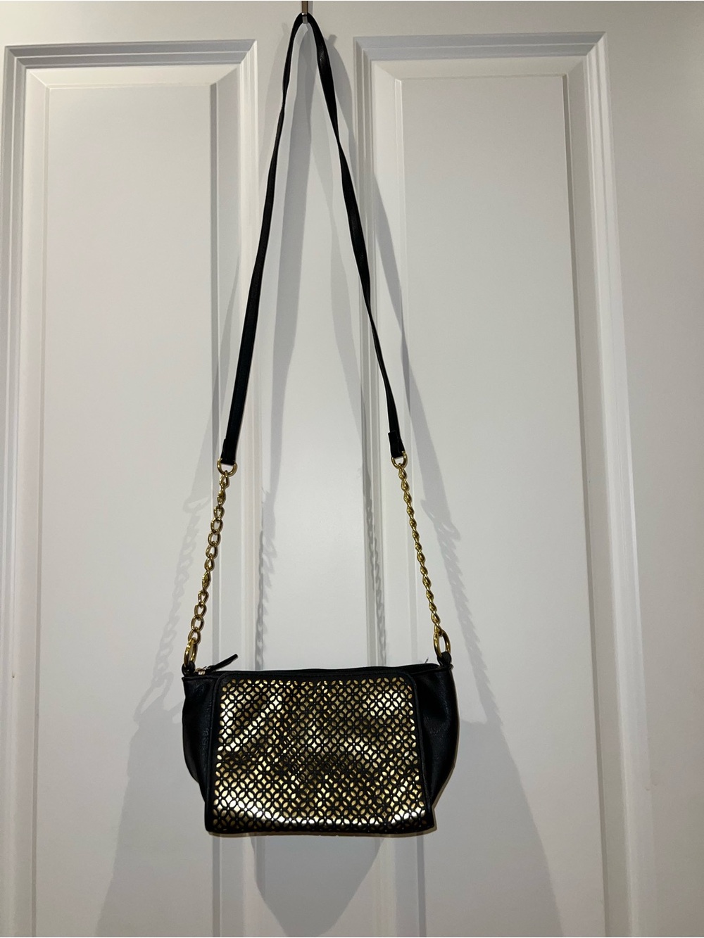 Jessica Simpson Black and Gold Crossbody Bag